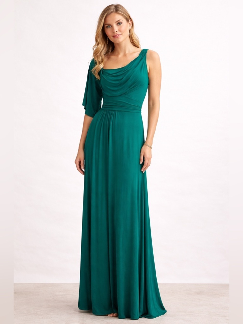 Temperley London One Shoulder Teal Evening Gown Formal Dress Size 10